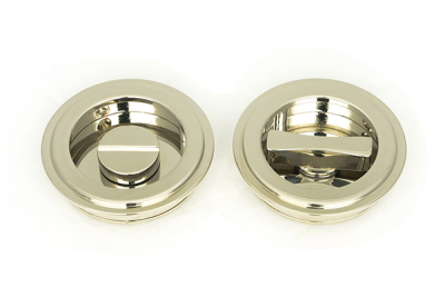 Polished Nickel Art Deco Round Pull - Privacy Set