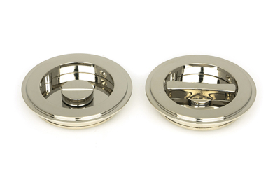 Polished Nickel Art Deco Round Pull - Privacy Set