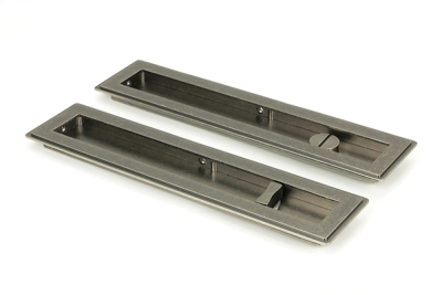 Pewter Patina Art Deco Rectangular Pull - Privacy Set