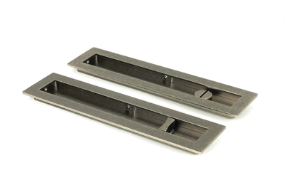 Pewter Patina Plain Rectangular Pull - Privacy Set