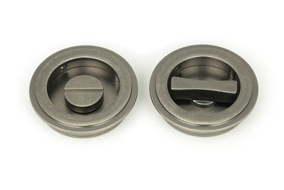 Pewter Patina Art Deco Round Pull - Privacy Set