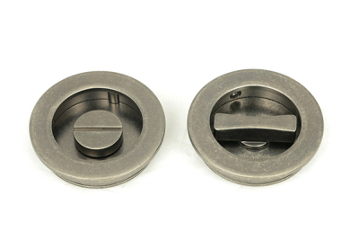 Pewter Patina Plain Round Pull - Privacy Set