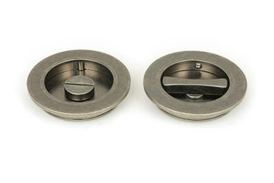 Pewter Patina Plain Round Pull - Privacy Set