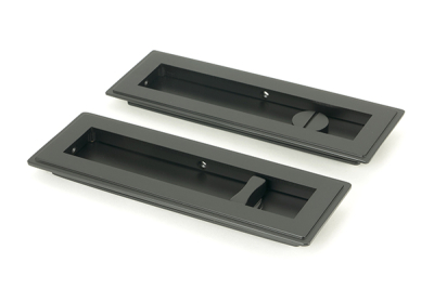 Matt Black Art Deco Rectangular Pull - Privacy Set