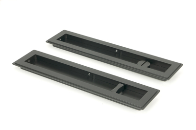 Matt Black Art Deco Rectangular Pull - Privacy Set