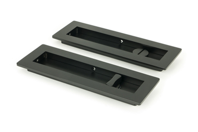 Matt Black Plain Rectangular Pull - Privacy Set