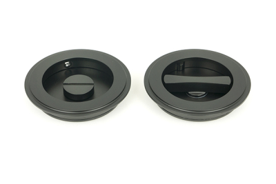 Matt Black Art Deco Round Pull - Privacy Set