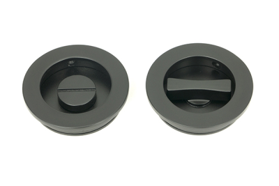 Matt Black Plain Round Pull - Privacy Set