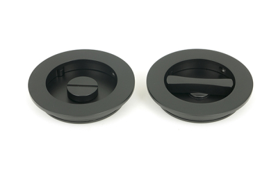 Matt Black Plain Round Pull - Privacy Set