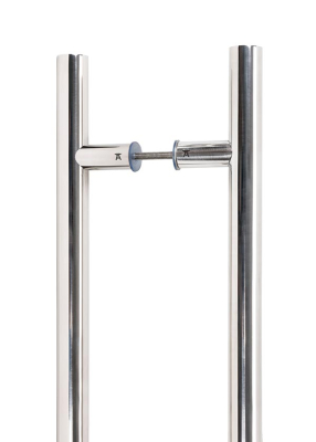 Polished Marine SS (316) T Bar Handle B2B Fix 32mm dia