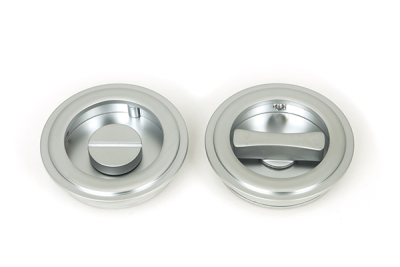 Satin Chrome Art Deco Round Pull - Privacy Set