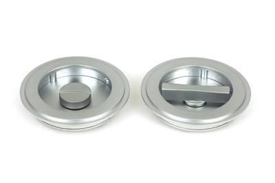 Satin Chrome Art Deco Round Pull - Privacy Set