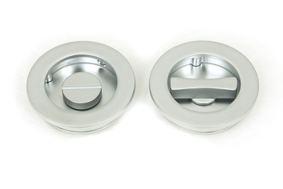 Satin Chrome Plain Round Pull - Privacy Set