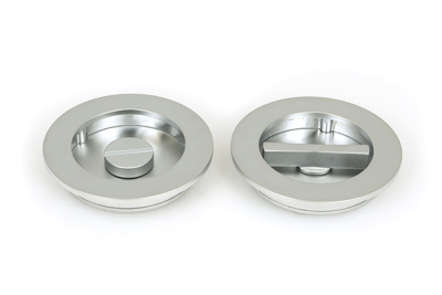 Satin Chrome Plain Round Pull - Privacy Set