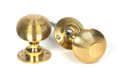 Polished Brass Heavy Beehive Mortice/Rim Knob Set