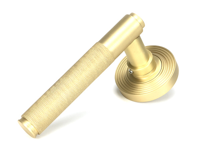 Satin Brass Brompton Lever on Rose Set (Sprung)