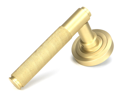 Satin Brass Brompton Lever on Rose Set (Unsprung)