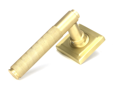 Satin Brass Brompton Lever on Rose Set (Unsprung)
