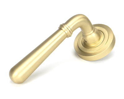 Satin Brass Newbury Lever on Rose Set (Unsprung)