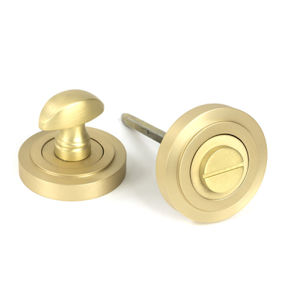 Satin Brass Round Thumbturn Set