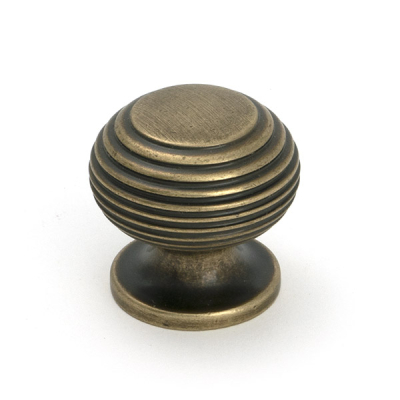 Burnished Brass Beehive Cabinet Knob
