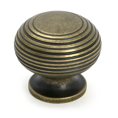 Burnished Brass Beehive Cabinet Knob