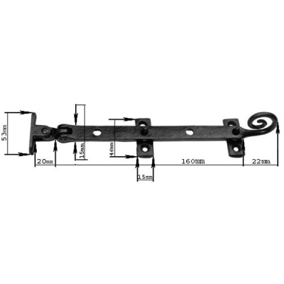 Kirkpatrick (1180) - 8Inch Monkeytail Casement Stay - Black