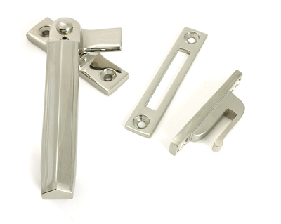 Polished Nickel Locking Art Deco Fastener