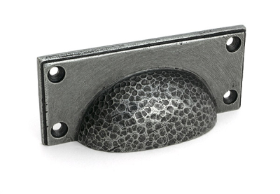 Pewter Patina Hammered Art Deco Drawer Pull