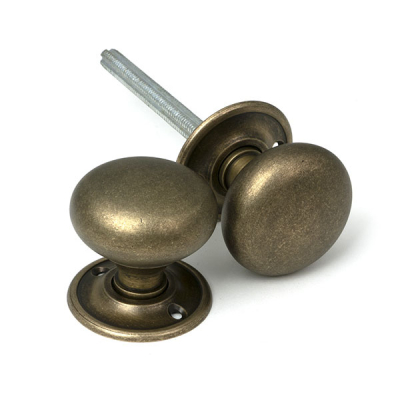 Burnished Brass 49mm Mushroom Mortice/Rim Knob Set
