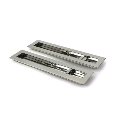 Polished Marine SS (316) 250mm Plain Rectangular Pull - Privacy Set