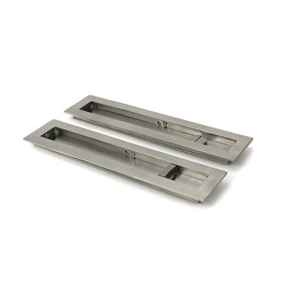 Satin Marine SS (316) 250mm Plain Rectangular Pull - Privacy Set