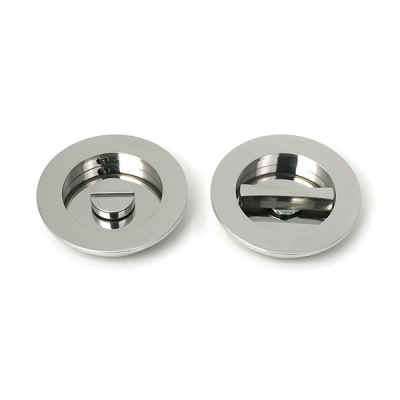 Polished Marine SS (316) 75mm Plain Round Pull - Privacy Set