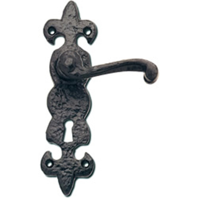 Fleur De Lys Lever Lock Handle Set - Black