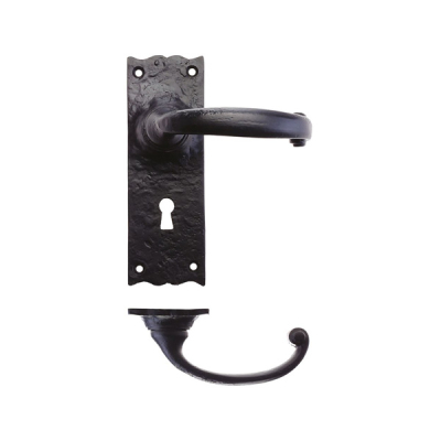 Traditional Lever Lock Handle Set - Black