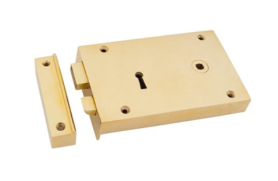 Polished Brass Rim Lock - Large
