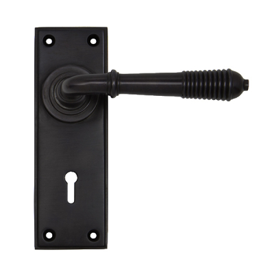 Aged Bronze Reeded Lever Lock Set
