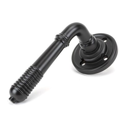 Aged Bronze Reeded Lever on Rose Set