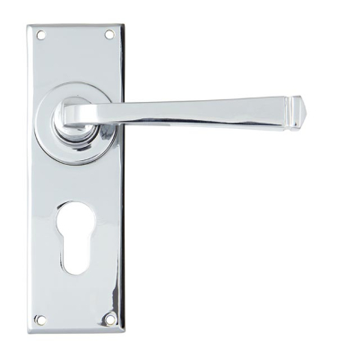 Polished Chrome Avon Lever Euro Lock Set