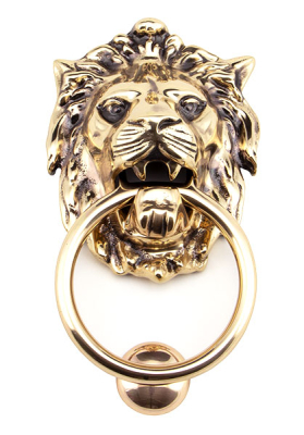 Polished Bronze Lion's Head Door Knocker