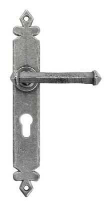 Pewter Patina Tudor Lever Euro Lock Set