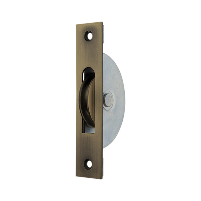 1¾Inch Ball Bearing Sash Pulley Square End - Antique Brass