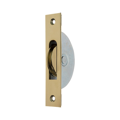 1¾Inch Ball Bearing Sash Pulley Square End - Polished Brass