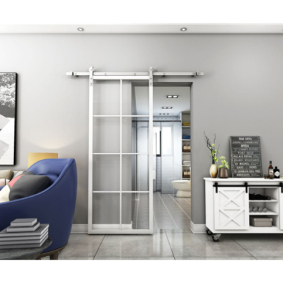 Rustic 100kg Sliding Door Hardware Kit (3m Track) - Stainless Steel