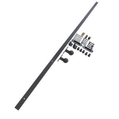 Rustic 100kg Top Mount Sliding Door Hardware Kit (3m Track) - Black