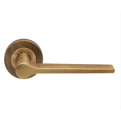 Velino Lever Handle on Rose Set - Antique Brass
