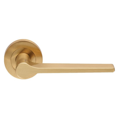 Velino Lever Handle on Rose Set - Satin Brass