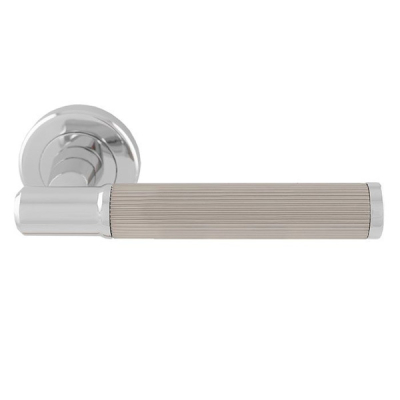 Serozzetta Image Lines Lever Handle on Rose Set - Polished Chrome/Satin Nickel