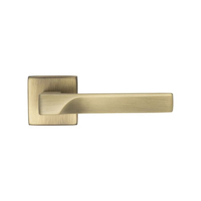 Flash Lever Handle on Square Rose Set- Antique Brass