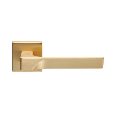 Flash Lever Handle on Square Rose Set - Satin Brass